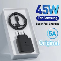 Convertisseurs PD 45W Charger super rapide d'origine pour Samsung Galaxy S22 S23 Ultra Note 10 Plus USB C TYPEC Câble de chargeur de téléphone à charge rapide