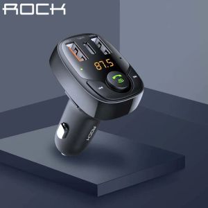 Convertisseurs Rock 36W Fast Charger Bluetooth 5.0 FM Transmetteur avec 3 ports de charge USB Prise en charge de la navigation multiple Protocoles de charge rapide