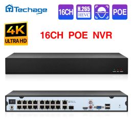 Converters Techage H.265 16Ch 4K 5MP 3MP 2MP 1080P POE NVR Detección facial Registradora de video de acceso remoto para CCTV Security Camera Sistema P2P