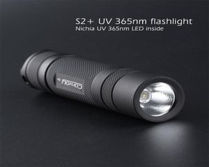 Convoi S2 UV 365nm LED lampe de poche avec Nichia LED dans l'agent fluorescent latéral Detectionuva 18650 Ultraviolet Lampe de poche 2208128134029
