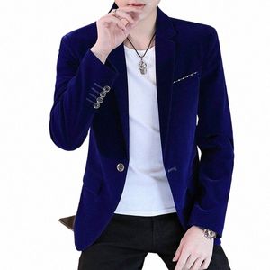 Coo 2024 Nouveaux hommes Busin Slim-Fit Pleuche N-Iring One Butt Costume Jeunes Casual Couleur Solide Single Butt Blazer X7ic #