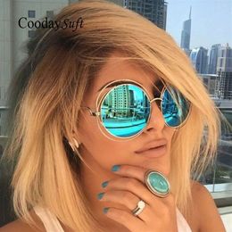 CoodaySuft Round Sunglasses Classic surdimensionné grande taille rétro verres de soleil miroir dame féminine UV400 3167
