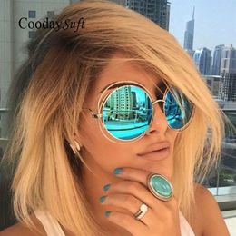 Coodaysuft lunettes de soleil rondes classique surdimensionné grande taille rétro lunettes de soleil miroir dame femme UV400 2628