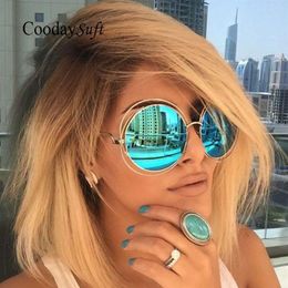 CoodaySuft Round Sunglasses Classic surdimensionné grande taille rétro verres de soleil miroir dame féminine UV400 226W
