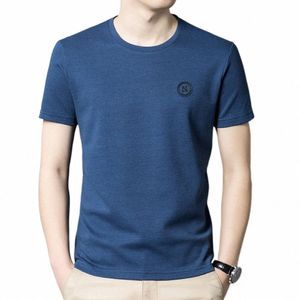 Coodrony Marca Color Sólido O-Cuello Camiseta Ligera Cómoda Camiseta Hombres Ropa Verano Clásico Manga Corta Tops W5521 Y1bE #