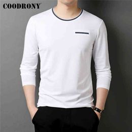 Marca COODRONY, novedad de primavera y otoño, camiseta informal de manga larga con cuello redondo a la moda de alta calidad, camiseta suave para hombre, ropa C5090 G1229