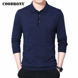 COODRONY Marque Pull Hommes Printemps Automne Casual Col Rabattu Pull Homme Laine Douce Pull Hommes Tricots Chemise Vêtements C1054 201211