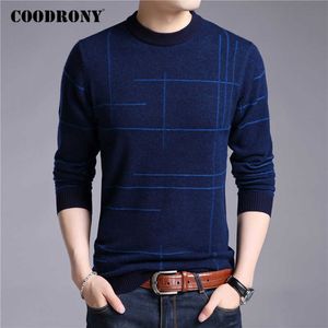 COODRONY Merk Trui Mannen Lente Herfst O-hals Pull Homme Katoen Wol Pullover Gestreepte Knitwear S Sweaters Shirts C1048 Y0907