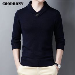 COODRONY Alta calidad suave cálido otoño invierno suéter de cuello alto hombres streetwear moda casual algodón jersey jumper tops c1228 211112