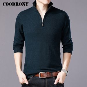 COODRONY Pull en laine mérinos Hommes Casual Zipper Col Roulé Pull Hommes Automne Hiver Épais Chaud Hommes Chandails Pull Homme W001 201026