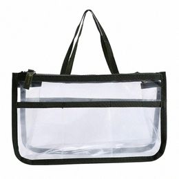 Coofit Multi-Functi Sac de rangement transparent Double fermeture à glissière Finition Sac cosmétique Sac de toilette de maquillage imperméable pour voyage V6YF #