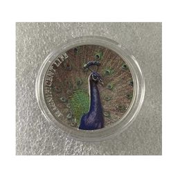 Copia coleccionable de monedas conmemorativas de pavo real azul Magnificent Life de las Islas Cook Specie.cx