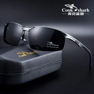 Cook Shark gafas de sol de aluminio y magnesio gafas de conductor de conducción polarizadas HD para hombre 231226