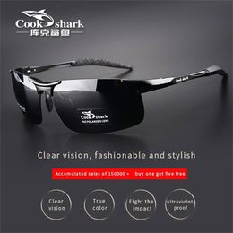 Kook haaien aluminium magnesium zonnebrillen heren zonnebril hd gepolariseerde drivers kleurglazen 220526