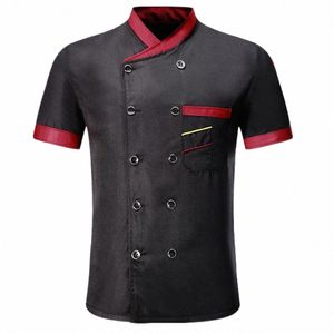 Uniforme de cocinero Restaurante Mujeres y hombres Cocinero Uniforme de cocina Parche Bolsillo Súper transpirable Chef Top Restaurante Gnt O3ZL #