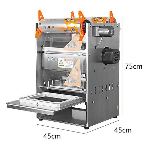 Machine à sceller les boîtes de conservation des aliments cuits Machine à emballer les boîtes à lunch 220V Entièrement automatique avec positionnement du curseur Machine à sceller les produits