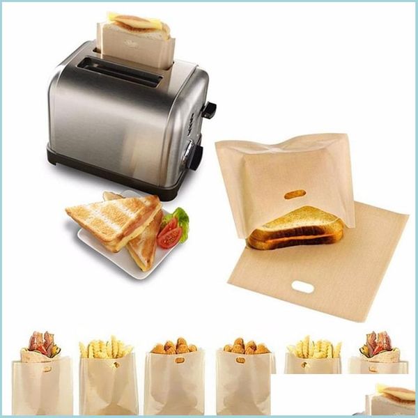 Pots à biscuits Pots à biscuits antiadhésifs réutilisables sacs à pain grille-pain sandwich frites mode MTI sac résistant à la chaleur cuisine cuisson AC Dh1Lt