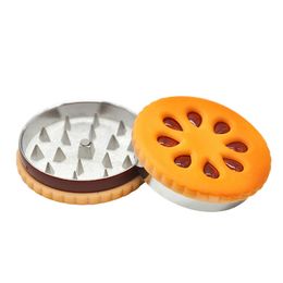 Molinillo de Metal para galletas con forma de naranja, triturador de hierbas y galletas de 55mm, 2 capas de flores secas, hierbas, regalo divertido para el hogar para hombres