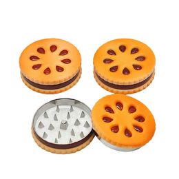 Cookie Metalen Grinder Vorm Oranje 55mm Biscuit Tabak Grinder Crusher Dubbellaagse Laag Gedroogde Bloemen Kruiden Thuis Grappig Cadeau