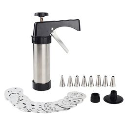 Koekjespersset Gun Machine Koekjes maken Taartdecoratie 13 Persvormen 8 Gebakpijpen Nozzles Cookie Tool Biscuit Maker T200294M