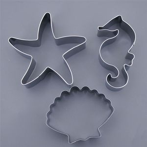 Cookie Tools Cookie Mold 3 stks Oceaan Zee Star Shells Paard Mallen Biscuit Cake Roestvrijstalen Cutter Sets