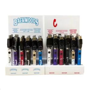 Cookies Backwoods Batería cuádruple 500 mAh 24 ct Precalentamiento VV Voltaje variable 510 carros Baterías Puerto USB inferior Caja de presentación de 24 piezas