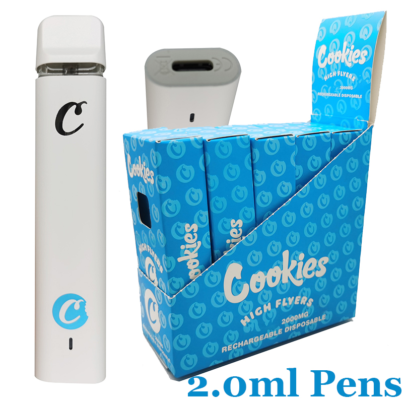 Cookies Disposable Vapes Pens Rechargeable E cigarette Starter kit 2ml Vaporizer 350mAh Battery Ceramic Coil Device High Flyers Box Packaging
