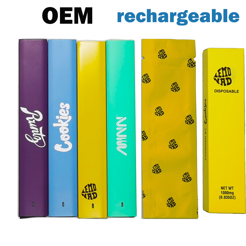 Cookies Disposables Runtz Vape Bar 1gram Vapes Pen 280mah Battery 4 Colorful Vaporizers 510 Battery E-cigarettes Thick Oil D8Cartridges Custom Bags Packaging OEM