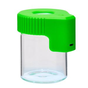 Led Light Glow Jar Dry Herb Tobacco Container Bouteille de stockage avec loupe One Hitter Medicine Seal Cigarette Can Pill Case Glass Dab Wax DHL