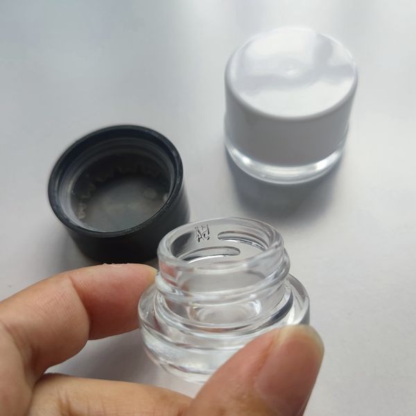 5ml Verre Cire Conteneur D'huile Cosmétique Boîte De Rangement Pot Réservoir De Concentré Avec Bouchon À L'épreuve Des Enfants En Plastique Dab Outil Bho Titulaire Maquillage Pots Bouteilles Crème Cas Visage Lèvres Ongles DHL