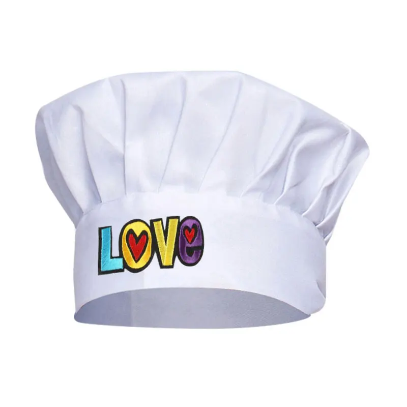 Matlagning justerbar kock hatt män kök broderi veckad elastisk hatt catering kvinnors matlagning mössa arbetslock spis hatt