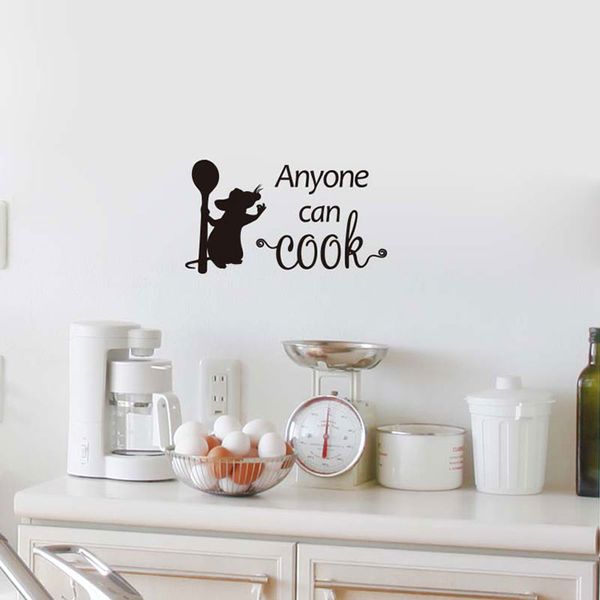 Souris de cuisine n'importe qui peut cuisiner autocollant Mural pour fond de cuisine décoration de la maison Art Mural décalcomanies papier peint autocollants amovibles