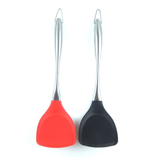 Ustensiles de pelle de cuisine Vaisselle Spatules en silicone antiadhésives Wok Turner avec poignée en acier inoxydable Outils de spatule de cuisson résistants à la chaleur DBC BH3152