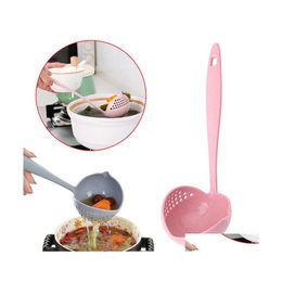 Kookgerei 2 in 1 pot Dinware Porridge Soup Lepel met filter skimmer keukengerei Lange handgreep vergiezer 4 kleuren Drop de Dhsmu