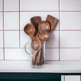 Ustensiles de cuisine, vaisselle en bois naturel fait à la main, cuillère en bois, ensemble d'outils de cuisine, livraison directe, cuisine de jardin à domicile, cuisine de bar à manger T Ot8B7