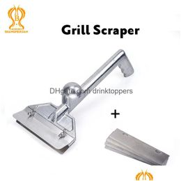 Utensilios de cocina Raspadores de parrilla para exteriores de alta resistencia Raspador de plancha comercial de aluminio fundido con 5 cuchillas y borde inclinado pequeño Dr Dh3Mg