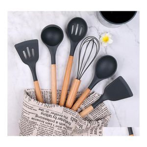 Kookgerei Huishouden Spata Egg Beater Sile Sile Keuken Soep Lepel Set Drop Delivery Home Garden Eet Bar OTU9Y