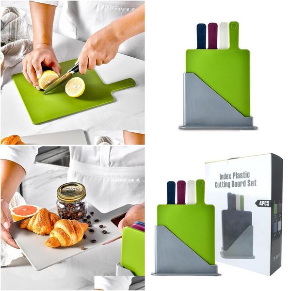 Ustensiles de cuisine Outil de cuisine Creative 4Color Classification Planche à découper en plastique Set PP Mtifonction 4pièces Chop Drop Livraison Accueil Dhikw