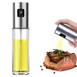 Ustensiles de cuisine Pulvérisateur d'huile d'olive Distributeur de bouteilles en verre de qualité alimentaire pour la cuisson, le barbecue, la salade, la cuisson au four, le rôtissage, la friture 100 ml SN4461