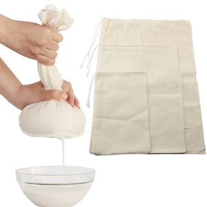 Ustensiles de cuisine Sacs en étamine réutilisables en tissu à fromage pour filtrer le lait de noix infusé à froid thé yaourt café filtre crépines sac 231011