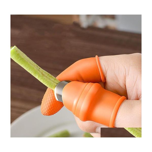 Utensilios de cocina Sile Thumb Knifeadd5Pcs Protector de dedos Engranajes Cortar Cosecha de vegetales Cuchillo Pellizcar Hoja de planta Tijeras Gar Dhq3K