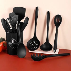 Ustensiles de cuisine ensemble de cuisine en Silicone HeatResistan noir antiadhésif ustensiles de cuisine spatule batteurs à oeufs accessoires d'ustensiles de cuisine 231213