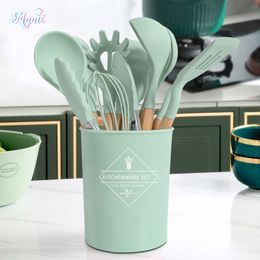 Kookgerei Siliconen Keukengerei Set Nontoxic koken bakken keuken gereedschap 11PCS siliconen schop lepel schraper borstel spade garde turner 230621