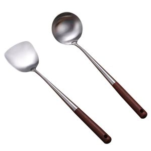 Ustensiles de cuisson spatule Wok Ladle Spoon Metal Kitchen Set Turner en acier inoxydable Ustensiles Soup Cuire Sauce Pot Sauce Pot Sick 230726
