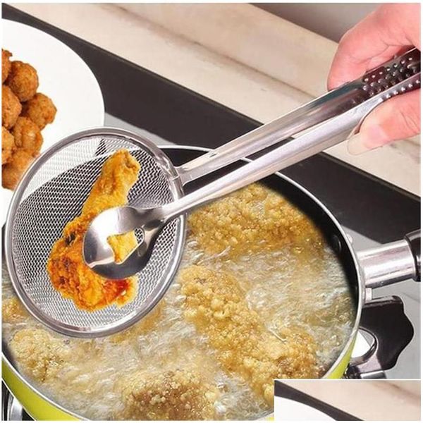 Ustensiles De Cuisine Filtre En Acier Inoxydable Cuillère Cuisine Panier À Frire À L'huile Avec Clip Mti-Passoire Fonctionnelle Accessoires Outils Salade Bb Dhfzu