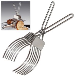 Utensilios de cocina Pinzas de corte de carne asada de acero inoxidable Pinzas para cortar pan de carne Tong Cebolla Tomate Titular para verduras Frutas Kitche 230726