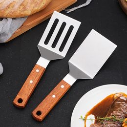 Ustensiles de cuisine Manche en bois en acier inoxydable Poêle à frire Spatule Steak Spatule Cuisine Cuisson Outils de cuisson Barbecue Spatule Q153