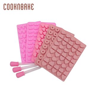 COOKNBAKE moule gommeux ours moule en silicone pour bonbons chocolat 5 pc ensemble outil de décoration de gâteau avec compte-gouttes mini beignet dinosaure T200703206u