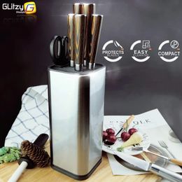 Porte-ustensiles de cuisine porte-couteau 304 en acier inoxydable pour ensemble de couteaux de cuisine multiples ciseaux ustensiles de cuisine organisateur couteaux support bloc outil 231109