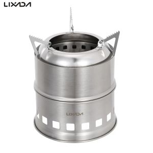 Garados de cocina Lixada STOVE DE MADERA DE ACERO INOXIDABLE Portable Burquero de estufa de alcohol Ligero Cocina al aire libre para acampar Picnic BBQ Cocina